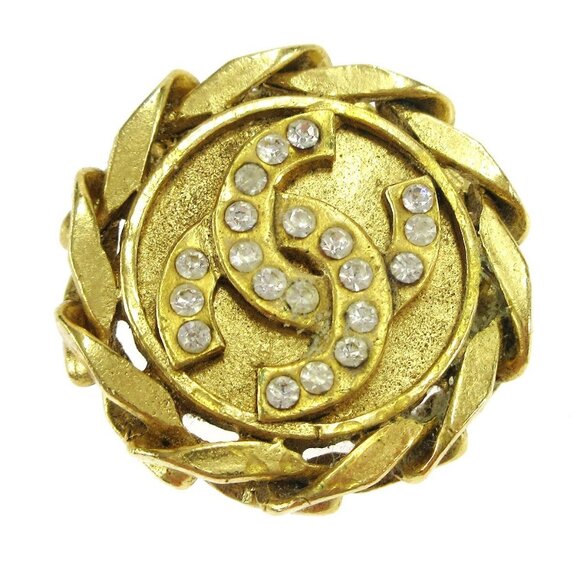 Chanel Rhinestone Button Earrings Clip-On - Picture 4 of 4